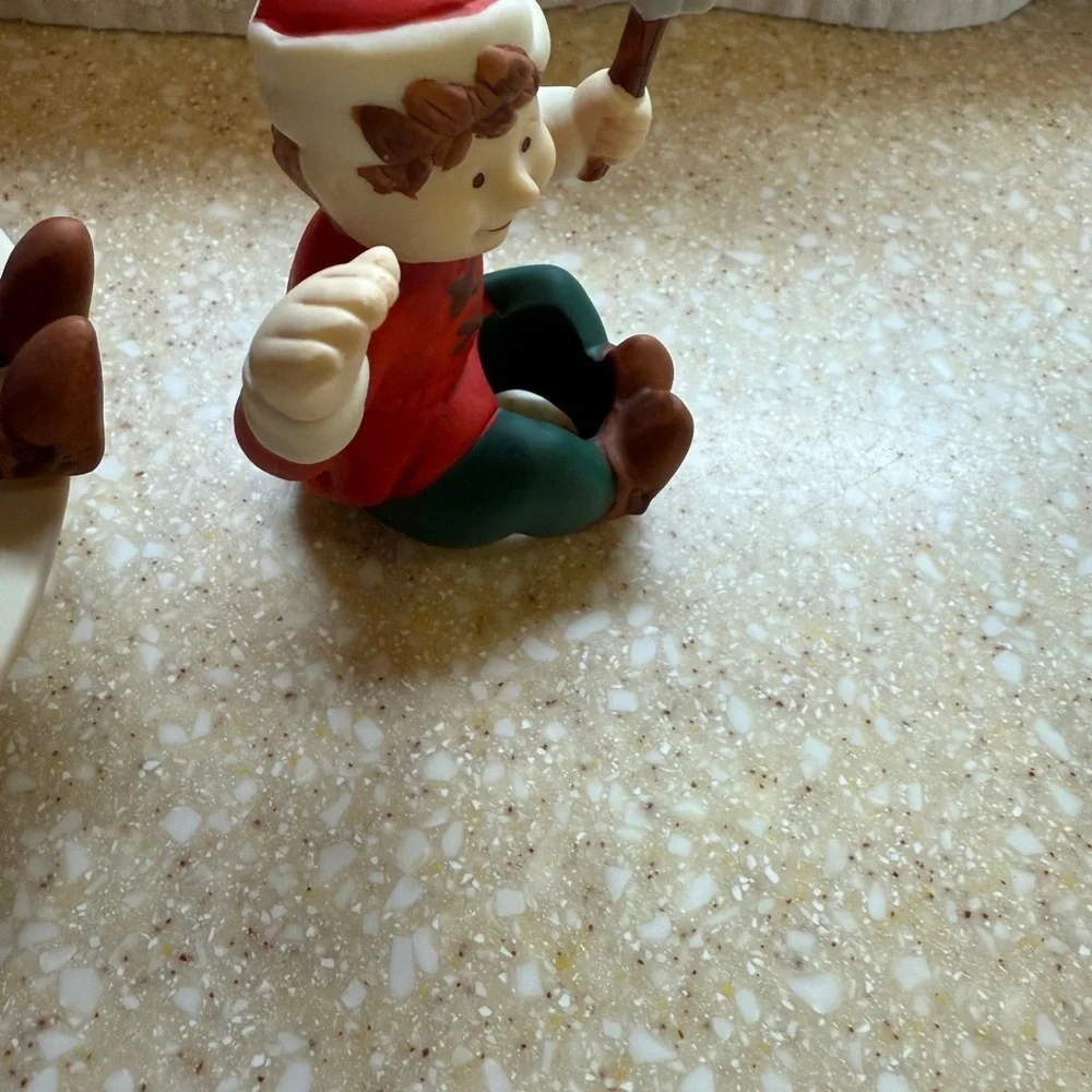 Vintage 90’s Partylite Christmas Elf Tapered Candle Stick Holder Resting Elf